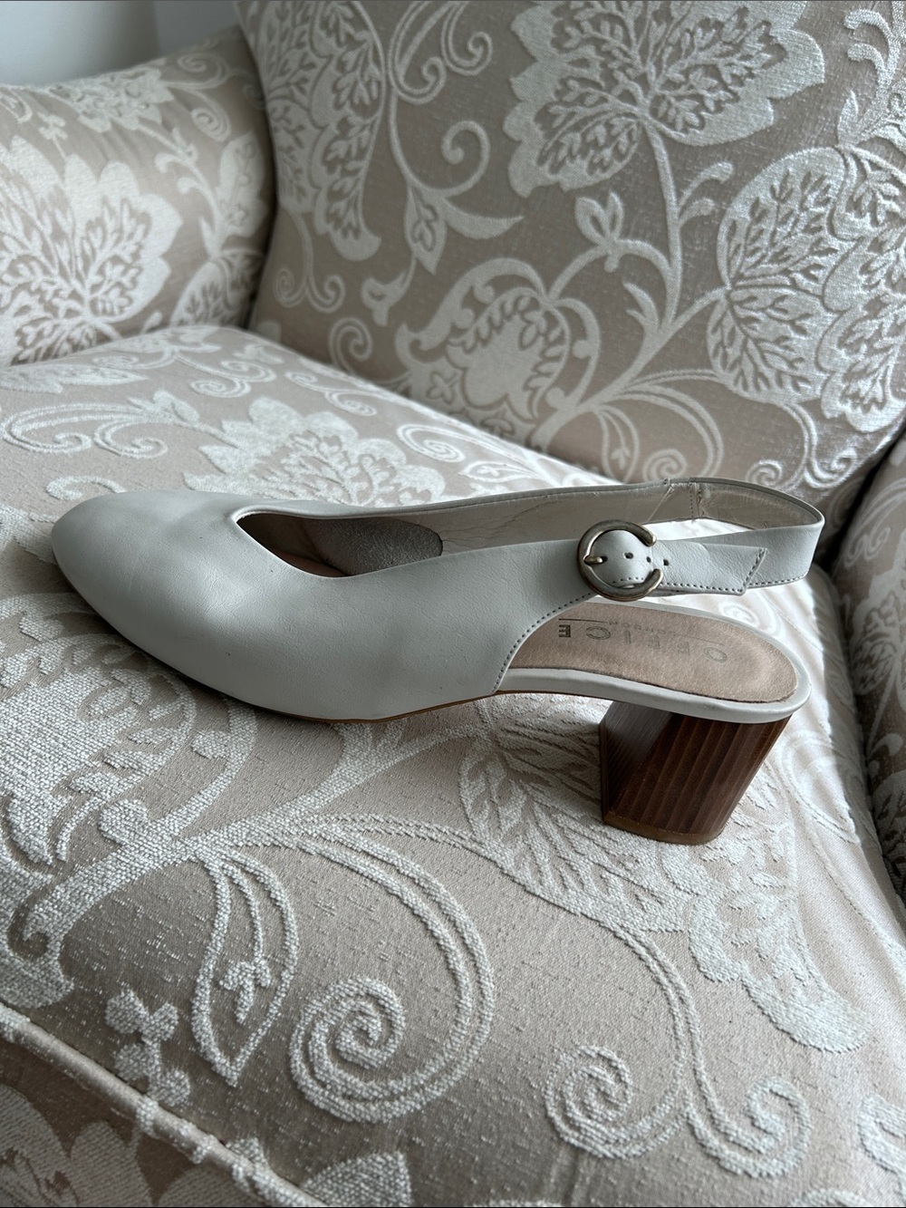 Comfort heel slingback in White Leather by Office London